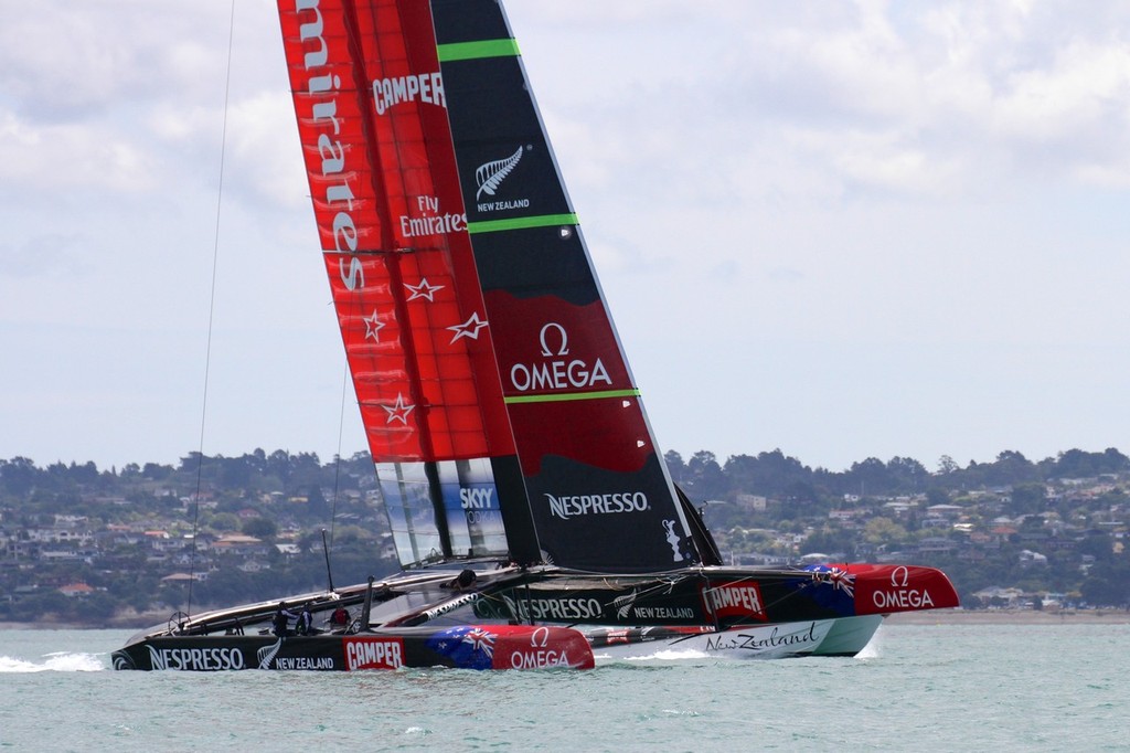 First beat - Emirates Team NZ - AC72 Aotearoa February 12, 2013 © Richard Gladwell www.photosport.co.nz